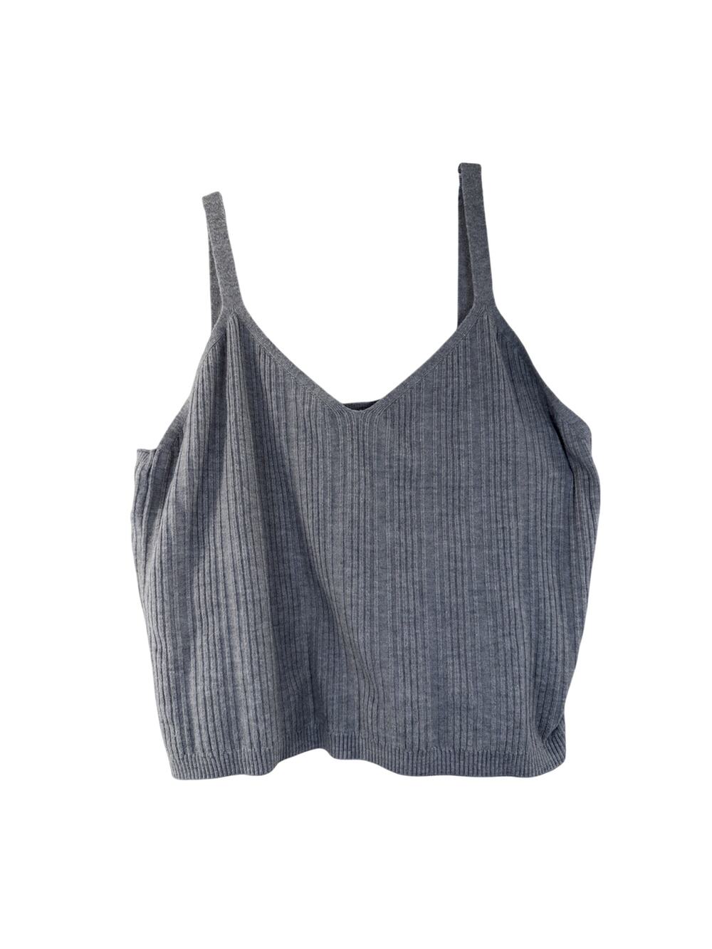 Cupcakes & Cashmere Sweater Womens L Gray Ribbed Knit Lightweight Casual Tank